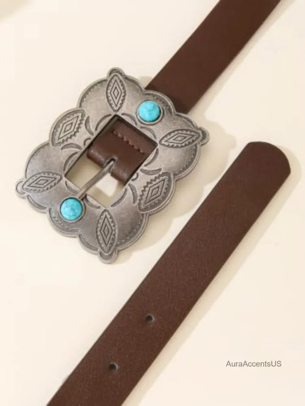 Faux Leather Western Belt Womens Turquoise Concho Cowgirl Country